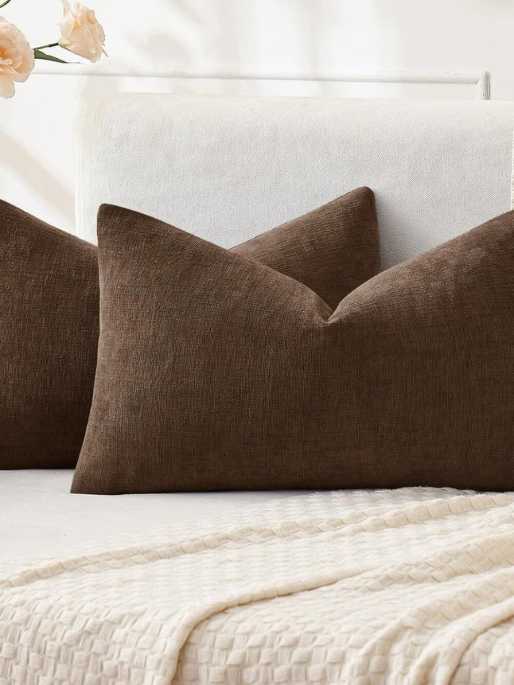 Beaver Fur Chenille Couch Lumbar Throw Pillow Covers, 12x20
